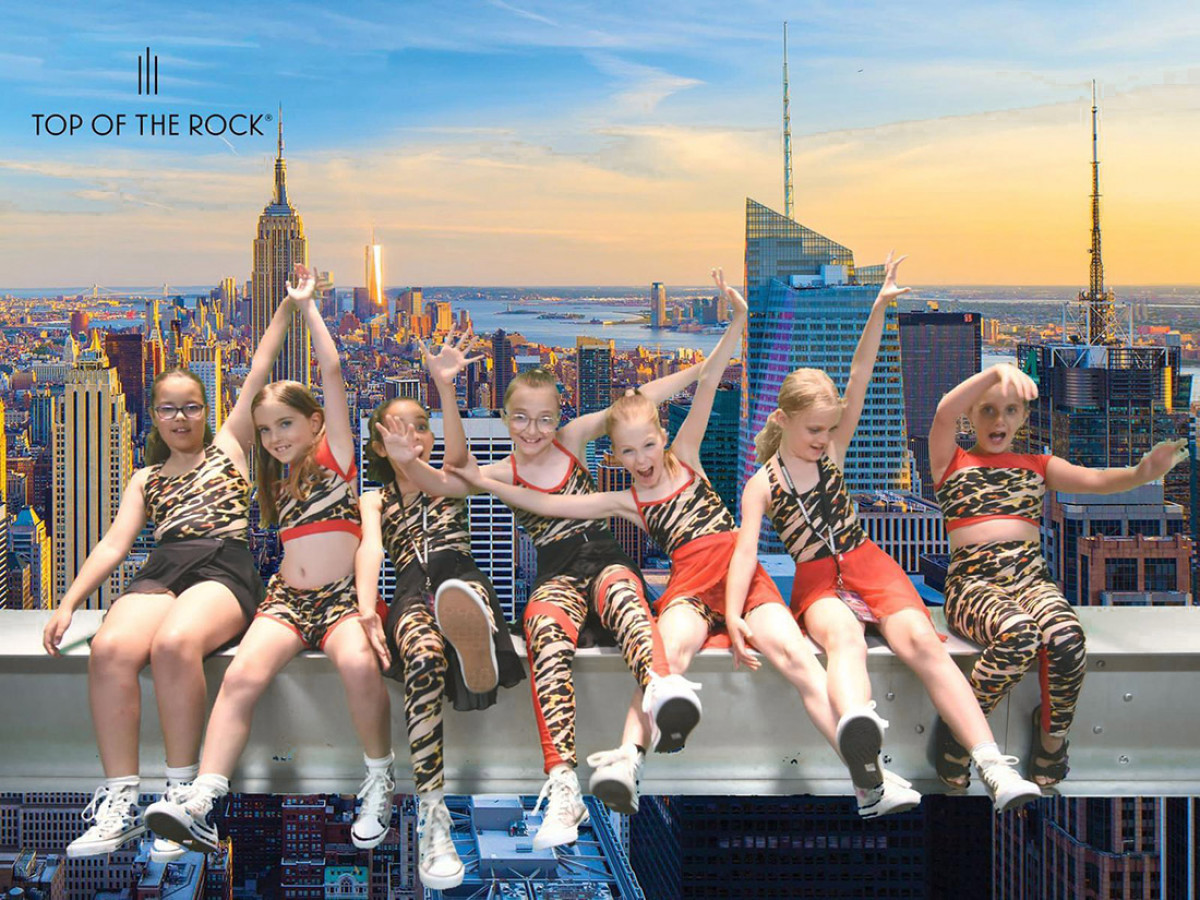 Dance troupe photo opportunity at Top of the Rock observation deck New York